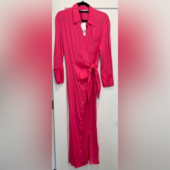 Zara Limited Edition Midi Shirt Dress Fuchsia - Picture 5 of 12